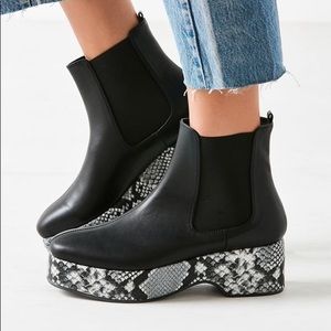 black chelsea boot with snake platform